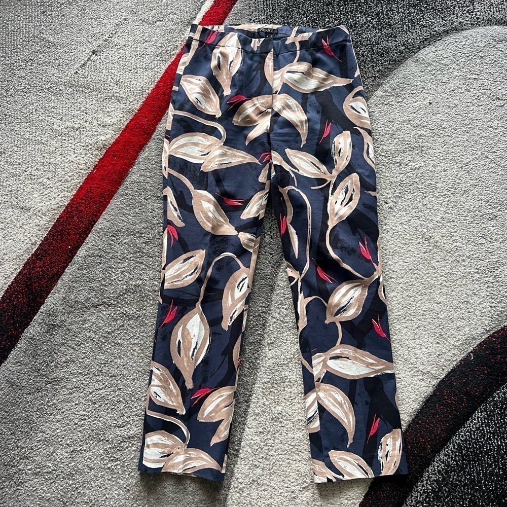 Nic+Zoe Leaf Art Print Trouser Slim Fit Pants